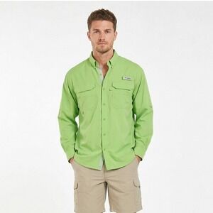Columbia PFG Blood N Guts Men's XXL Green Omni-Shield Long Sleeve‎ Fishing Shirt